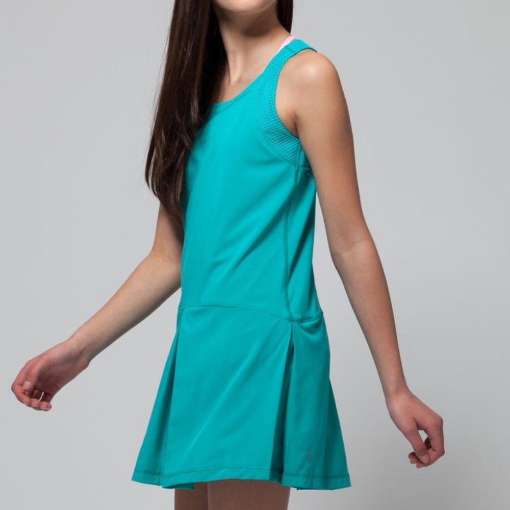 Ivivva Size 7 Gain Traction Dress Blue/Green EUC
